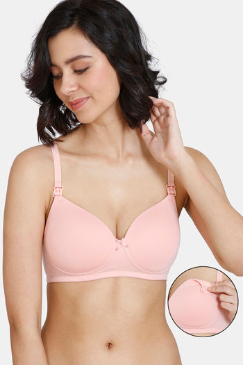 Buy Zivame Maternity Padded Non Wired 3/4th Coverage Nursing Bra - Peach Pearl